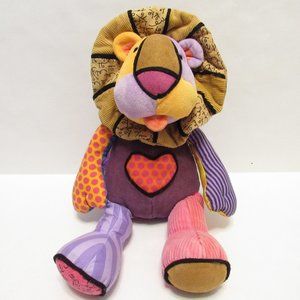 Romero Britto Pop Plush Leonardo Lion Multi Color Plush Toy Enesco 17”